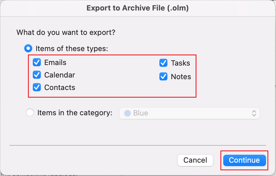 How to Backup Outlook's Calendar or Contact Information in MacOS EN